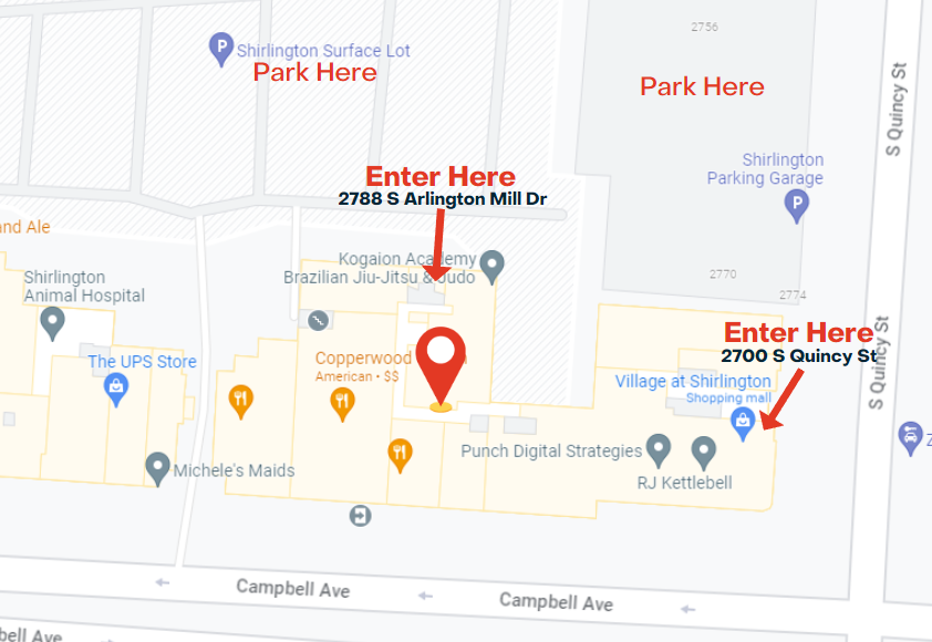 Map of where to park & enter
